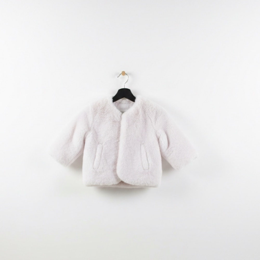 Zara Kids Cream Faux Fur Puffer Jacket